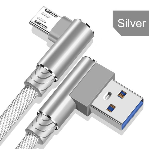 Micro USB Cable 90 Degree 2.4A Fast Charging for Huawei & Xiaomi