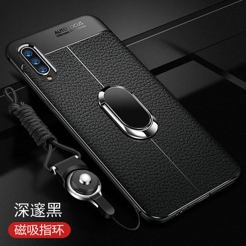 Case Luxury Leather texture With Stand Ring Magnet back cover case for samsung