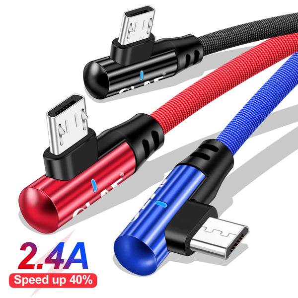 2.4A Fast Charge 90 Degree Elbow Micro USB Cable