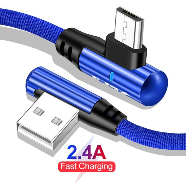 2.4A Fast Charge 90 Degree Elbow Micro USB Cable