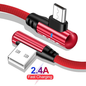 2.4A Fast Charge 90 Degree Elbow Micro USB Cable