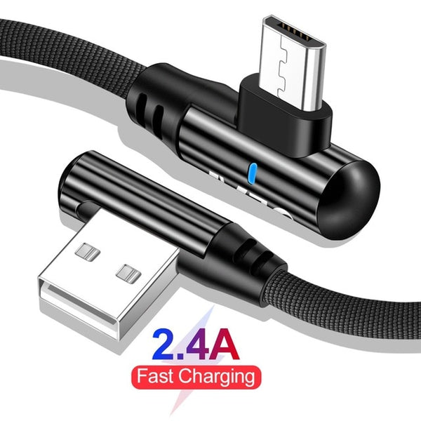 2.4A Fast Charge 90 Degree Elbow Micro USB Cable