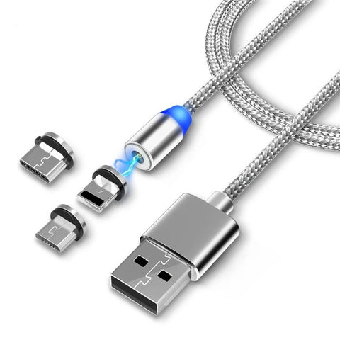 3 in 1 Fast Magnet Charge Cable LED Lighting 8 Pin Micro