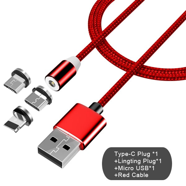 3 in 1 Fast Magnet Charge Cable LED Lighting 8 Pin Micro