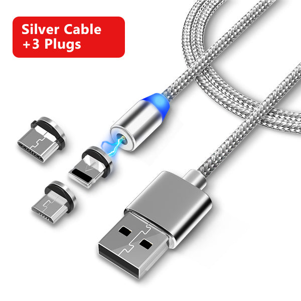 3 in 1 Fast Magnet Charge Cable LED Lighting 8 Pin Micro